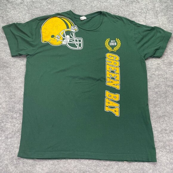 Green Bay Packers T-Shirt Men XL Green Gold Live and Tell Crew Neck Helmet Logo - Picture 1 of 12